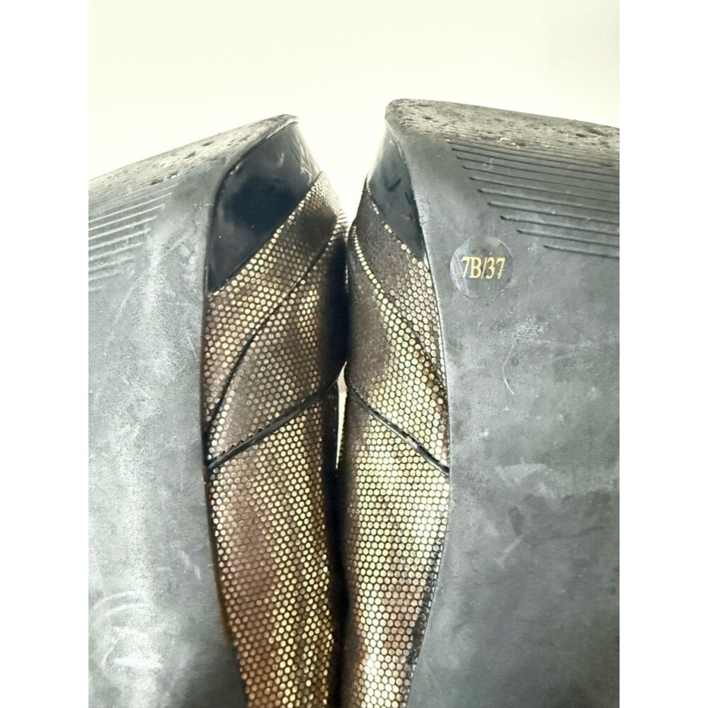 Jessica Simpson Evette Tarnish Gold Metallic Open Toe Platform Heel Size 7 - Picture 8 of 9